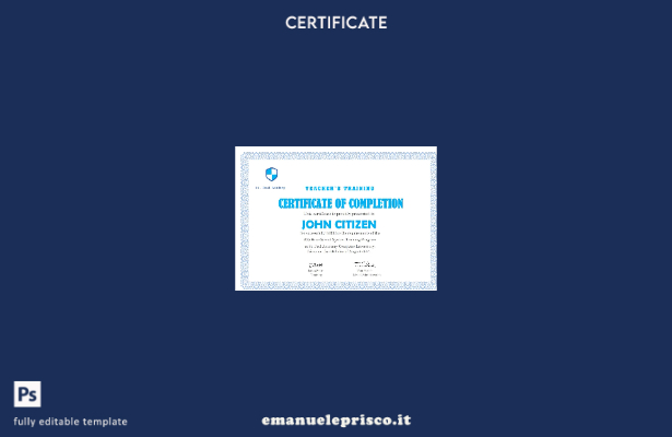 modello di certificato di completamento della formazione degli insegnanti USA in